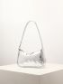 Heart Embossed Baguette Bag