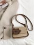 Mini Button Decor Flap Square Bag With Bag Charm