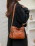 Vintage Style Shoulder Bag, Women's Fashion Artificial Leather Crossbody Bag, Zipper Purse With Multiple Pockets