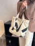 Letter Pattern Shoulder Tote Bag