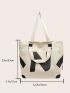 Letter Pattern Shoulder Tote Bag