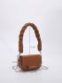 Mini Letter Print Braided Handle Square Bag