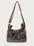 Letter Print Large Capacity Hobo Bag