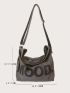 Letter Print Large Capacity Hobo Bag