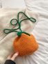 Mini Two Tone Drawstring Design Crochet Bag