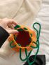 Mini Two Tone Drawstring Design Crochet Bag