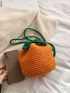 Mini Two Tone Drawstring Design Crochet Bag