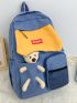 Bear Decor Pocket Front Functional Backpack