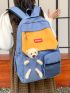 Bear Decor Pocket Front Functional Backpack