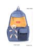 Bear Decor Pocket Front Functional Backpack