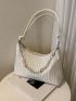 Flower & Faux Pearl Decor Hobo Bag