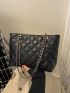 Quilted Chain Shoulder Tote Bag