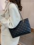 Quilted Chain Shoulder Tote Bag