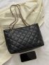 Quilted Chain Shoulder Tote Bag