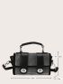 Studded Decor Twist Lock Flap Square Bag