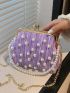 Mini Faux Pearl Decor Kiss Lock Satchel Bag