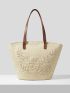 VCAY Plant Graphic Straw Bag