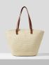 VCAY Plant Graphic Straw Bag