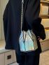 Mini Holographic Drawstring Chain Bucket Bag