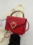 Quilted Crown & Heart Decor Flap Square Bag