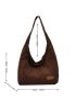 Letter Patch Decor Large Capacity Hobo Bag