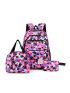 Colorblock Geometric Pattern Letter Patch Backpack