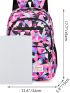 Colorblock Geometric Pattern Letter Patch Backpack