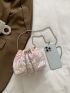 Mini Quilted Faux Pearl Decor Bucket Bag