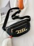 Chain Decor Zip Front Waist Bag