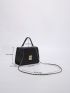 Crocodile Embossed Push Lock Flap Chain Square Bag