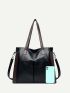 Two Tone Vintage Design Shoulder Tote Bag