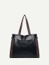 Two Tone Vintage Design Shoulder Tote Bag