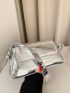 Metallic Crocodile Embossed Baguette Bag