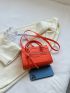 Mini Neon Orange Crocodile Embossed Square Bag