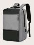 Men Two Tone Charging Port Design Laptop Backpack