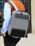 Men Two Tone Charging Port Design Laptop Backpack