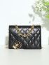 Mini Quilted Pattern Chain Square Bag