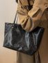 Lizard Embossed Shoulder Tote Bag