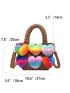 Random Color Heart Decor Double Handle Square Bag