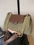 Colorblock Grommet Eyelet Flap Square Bag