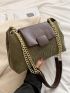 Colorblock Grommet Eyelet Flap Square Bag