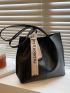 Letter Tape Decor Shoulder Tote Bag