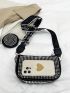 Studded Decor Square Bag With Coin Purse