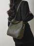 Litchi Embossed Bucket Bag With Purse