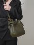 Litchi Embossed Bucket Bag With Purse