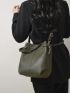 Litchi Embossed Bucket Bag With Purse