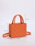 Mini Neon Orange Double Handle Square Bag