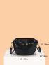 Crocodile Embossed Grommet Eyelet Decor Saddle Bag