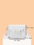 Crocodile Embossed Studded Decor Flap Square Bag