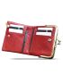 Vintage Style Small Wallet, Snap Button Artificial Leather Wallet With Card Slots & Zipper Pocket